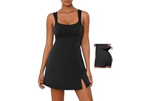 Desol, Abito da tennis da donna con pantaloncini integrati, spalline regolabili, abito sportivo con tasche