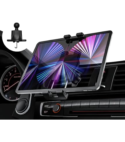 Oilcan Supporto 3 In 1 Per Tablet E Cellulare Auto – Ventosa, Parabrezza E Presa D'Aria, Rotazione 360°, Braccio Regolabile, Per IPad E Smartphone 4-12,9 Pollici