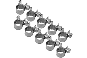 Fydun Abrazaderas de Manguera de Acero Inoxidable, 10 Piezas de Clips Ajustables de 6mm-20mm, Sujetadores Duraderos para Mangueras de Combustible, Agua, Aire y Silicona(8-10mm)