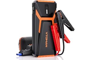 VTOMAN V10 3500A Booster Batterie Voiture Puissant, 12V Demarreur Batterie Voiture (Jusqu’à 9.5L Essence/7.5L Diesel), avec Intelligentes Câbles de Démarrage pour Auto, Lampe LED (3500A-Orange)