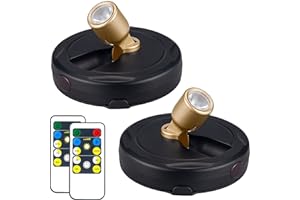 HAMVIDNE Wireless LED Spotlight, Battery Powered Picture Lights, Uplighting Indoor, Puck Lights with Remote, Stick Spot Lights for Wall Art Display Dartboard Painting Artwork Accent Closet-Gold