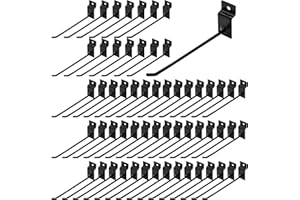 Yauhar 60Pcs 8 Inches Slatwall Hooks Assortment Set, Heavy Duty Metal Panel Display Slat Wall Hooks, Pegboard Gridwall Display Hangers for Garage Shop Retail Exhibition Organization (Black)