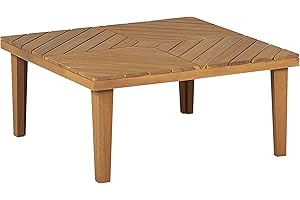 Beliani Table Basse de Jardin Claire en Bois d'Acacia 70 x 70 cm Moderne UV Résistant Baratti