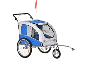 ‎PAWHUT PawHut 2-in-1 Dog Trailer Jogger Bicycle Trailer 155 x 83 x 108 cm