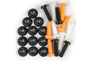 Adiwo Car License Plate Screws and Nuts Kit, 12 Sets 24 Pieces Plastic Number Plate Screws with Nuts, Car License Plate Fixing, Mixed Colours for Car Auto Motorcycle, White Black Orange