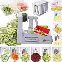 Brieftons 10-Blade Vegetable Spiralizer: Strongest-Heaviest Spiral Slicer, Best Veggie Pasta Spaghetti Maker for Low Carb, Pa