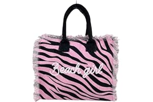 SEAMAR Borsetta Mare Zebra HandBag Casual a Manico Corto con Zip 100% Cotone 30x24x14cm Borsa Spiaggia