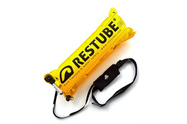Restube Beach Sécurité pour Nage en Eau Libre-Aide Flottante pour Sport Nautique-Planche de Survie Gonflable & Bouée de Signalisation Compacte Unisex-Adult, Jet Black, Small