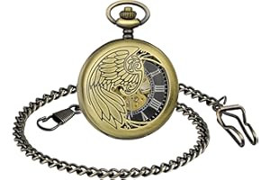 SUPBRO orologio da tasca vintage Orologio stile retro con quadrante rotondo e numeri romani Meccanico aquila