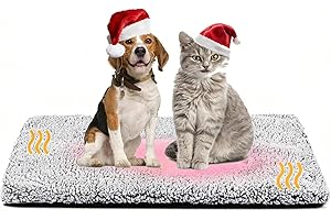 KINDLUME Samodzielnie ogrzewający koc dla kota, legowisko dla kota, ogrzewanie bez prądu, 88 x 58 cm, puszysty koc termiczny z antypoślizgową podstawą, samonagrzewający się przytulny kot, dla kotów i
