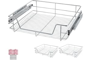 TecTake® Cajón Telescópico, Bandeja Extraible Armario, Rieles Extensibles, Organizador Cocina, Organizador Armario Cocina, Cajon Telescopico Cocina - 2 Cajones, Apto para armarios de 60 cm