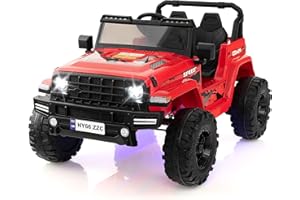 COSTWAY 24V Electric Ride on Car, 2-Seater Battery-powered Truck with Remote Control, LED Lights, Bluetooth, Music, Horn, USB, 4 Wheels Vehicle Toy for 3-8 Years Old (Red)