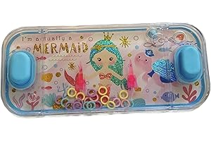 BLUECHOLON Mini Jeux d'Eau à Anneaux pour Filles et Garçons - Jeu d'Habileté de Voyage - Aquaplay Water Game (Sirènes 2 Boutons Bleu)