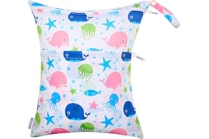 MIXIDON Wet Bag, Waterproof Wet Dry Bag for Swimsuits, Cloth Nappy Wet Bag, Outdoor Organiser Bag for Baby Items, Wet Dry Clothes Bag, Pattern 6
