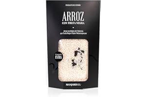 MANJARES DE LA TIERRA Arroz Ecológico Aromatizado y con Láminas de Trufa Negra Melanosporum de Sarrión, Teruel - Arroz de Denominación de Origen de la Comunidad Valenciana - 400gr