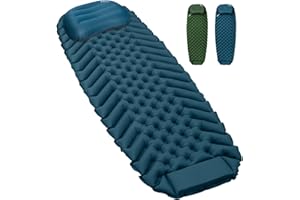 QEZER Ultralight Sleeping Mat with Seperate Pillow, only 500g Lightweight and Compact Sleeping Pad for Outdoor Backpacking, Hiking and Traveling (Blue)
