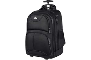 ‎MATEIN MATEIN Backpack with Wheels 36L Cabin Size Laptop Backpack Waterproof Business Travel Trolley Bag Hand Luggage for Men Women College School Wheels Backpack Fits 15.6 Inch Laptop Black