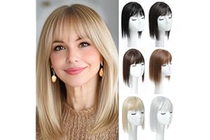 PARXITN Toupet per capelli da donna, 3 clip, con frangia, biondo cenere, 30 cm, parrucche sintetiche, per capelli sottili