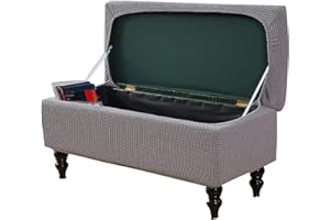 JHLD Stretch Ottoman Cover Rectangle, Ottoman Slipcovers soft Removable Washable Footstool Protector Covers Elastic Storage Ottoman Slipcover For cats dogs -light grey-medium