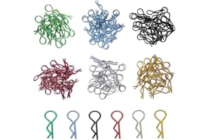 AONTOKY 120PCS RC Car Body Clip R Pin Anodized Bent Springy Shell Buckle Clips for 1/10 Scale RC Car Truck Buggy Crawler Short Course Replacement Part