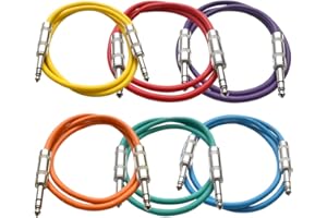 SEISMIC AUDIO - SATRX-3-6 Pack of Muliple Colored 3' 1/4" TRS to 1/4" TRS Patch Cables