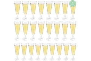 BAIYUANLI 25Pz Flauti da Champagne in Plastica Trasparenti Bicchieri Cocktail Riutilizzabili Calici Plastica Bicchieri da Champagne per Feste Tazze da Vino 150ml per Feste di Nozze Barbecue