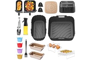 ENSINE Akcesoria do frytkownicy powietrznej Philips Dual Basket z serii 3000, kompatybilne z serią Philips 5000, w zestawie silikonowe wkładki, stojaki, kubki na muffiny, puszki na bochenek, szczypce