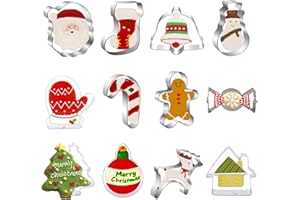 FINEVERNEK 12 piezas Moldes Galletas Navidad, Cortadores de Galletas Navidad, Moldes para Galletas Navidad, Acero Inoxidable Galletas Cortador para Repostería, Fondant, Cookie, Fondant, Chocolates