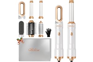 6 in 1 Hairstyler Pro, UKLISS Hair Dryer Brush with Hot Airbrush, Automatic Hair Curler, Blow Dryer, Hair Straightners, Round Brush, Multi Hair Stylers, Gifts Set for Women Styling - White