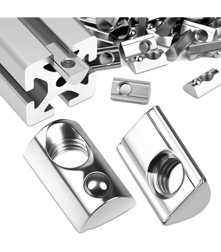 mawmuaw Groefmoeren M4 met kogel, 45 stuks, groefstenen voor aluminium profiel 40 x 40 cm, groef 8, schuifmoer M4 koolstofstaal, glijmoer met veerkogel voor 3D-printer, CNC-frees