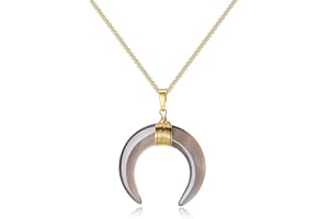 COAI Collier Chaîne Pendentif Double Corne Pierre Femme