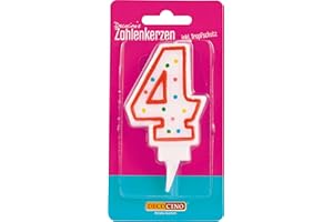 DECOCINO Zahlenkerzen Zahl „4“ – Torten-Kerzen Happy-Birthday-Deko, Gerbutstags-Kerzen, Geburtstags-Deko für Geburtstags-Torte & Geburtstags-Kuchen