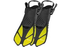 Glymnis Płetwy do snorkelingu, regulowane płetwy do pływania dla dorosłych i dzieci, krótkie płetwy do nurkowania (czarny/żółty, S/M)