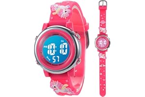 Mamiddle Kinderuhr Digital für Jungen Mädchen 3ATM Wasserdicht Kinder Armbanduhr mit Wecker Datum Stoppuhr Kinder Uhr für 3-10 Jahre