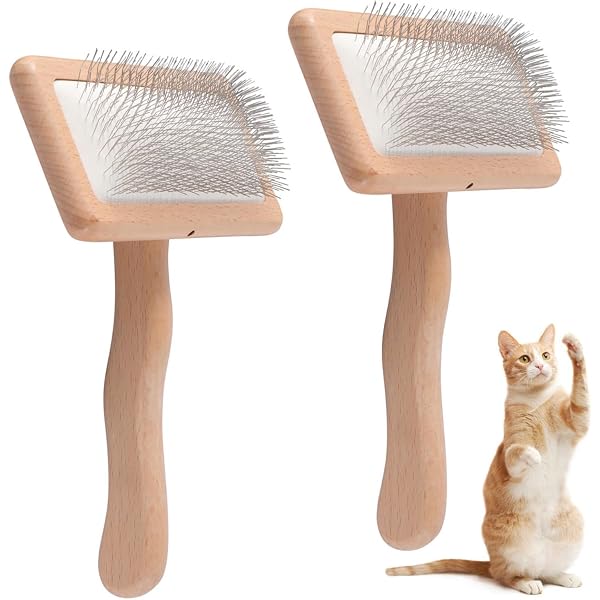 Lot De 2 Cardes à Laine En Bois - Pour Filage, Feutrage, Toilettage Animaux (chiens, Chats), Manche En Bois, Couleur Beige - 13