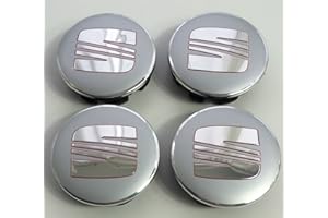 Lot de 4 capuchons de moyeu en alliage de 63 mm argentés chromés rouge Ibiza Leon MII