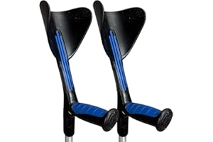 HEALTH MEDICAL FAB Stampelle Ortopediche regolabili in altezza (2 unità) Ultraleggere con impugnatura Comfort, Stampelle Canadesi,Stampelle antiscivolo (Nero)