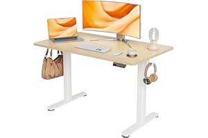 ‎CLAIKS Claiks Schreibtisch Höhenverstellbar Elektrisch, Höhenverstellbarer Schreibtisch 120x60 cm, Standing Height Adjustable Desk, Weiß Gestell/Beige Oberfläche
