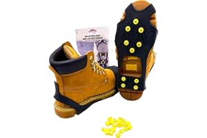 Winter Wise® 10-STUD Ice Snow Grips, Anti Slip Winter Ice Grippers Universal Slip-on Stretch fit Snow & Ice Spikes Traction Cleats Crampons with 20 Extra Studs