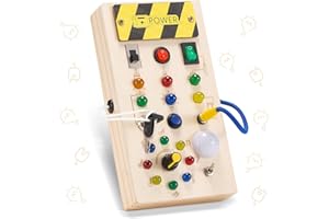 PIUESS Montessori Busy Board Pannello Sensoriale Activity Tavola Montessoriana Legno Toddler attività Occupato LED Wooden Toys Educativi Pannelli Sensoriali Bambini Regalo Giochi 1 2 3 4 Anni