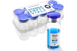 ZHANXUBIO - Flaconcini sterili vuoti, in vetro, con porta di iniezione autorigenerante e tappo a scatto, confezione sterile, 10 pezzi (10 ml, 10)