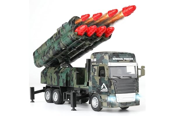 KADAYAYA Jouet Militaire, Jouets Militaires Enfant Garcon, Camion Militaires avec 8 Missiles, Véhicule Militaire Jouets avec Lumières et Sons, Jouet Véhicule pour Garçons de 3 4 5 6 7 8 Ans