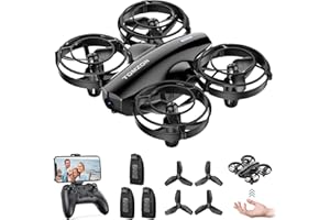 Tomzon A24W Mini Drone con Cámara para Niños, 1080P Dron con Luz LED, Modo Gravedad/Vuelo Waypoint/3D Flips/Modo sin Cabeza/Estabilización de Altitud/Vuelo en Círculo, Juguete Drone para Principiantes