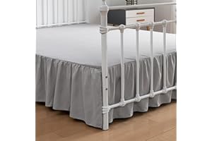 xuan dian Bed Skirt Full Size Ruffled Bed Skirts with Split Corners, 12 Inch Drop Dust Ruffle Bed Skirt with Platform, Light Gray