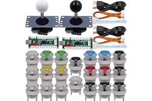 SJ@JX Arcade Game 2 Player Controller DIY Kit Microswitch Button 4&8 Way Joystick Zero Delay USB enkoder Fighting Stick Handles Console for PC MAME Raspberry Pi Retropie