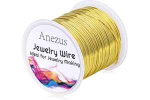 Anezus Anezus - Alambre de joyería de calibre 18 para hacer joyas, alambre de cobre resistente al deslustre para hacer joyas, suministros y manualidades (calibre 18, latón dorado)