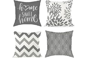 Joyshare Cushion Cover, 40 x 40 cm, Set di 4 con Home Sweet Home, Decorative Cushion Cover con cerniera nascosta, Divano Cushion, Divano Cushion Christmas (40 x 40, Grigio)