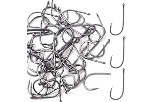 ACYDSR Angelhaken, 100 STK Kohlenstoffstahl Angelhaken, Angelhaken mit Widerhaken, Angelhaken mit Öse, Angelzubehör