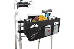 ‎SUPREGEAR supregear Rollatorkorb, Faltbare Rollatortasche mit Getränkehalter, Aufbewahrungstasche mit Großer Kapazität Und Kippsicher, Freihändig für Senioren, Nicht Geeignet für Rollatoren, Schwarz