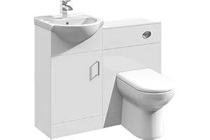 VeeBath Linx 950 Vanity Unit Furniture Set, Wash Basin Bathroom Sink, WC, BTW Toilet Pan, Soft Close Toilet Seat, Concealed Cistern-White (Flat Pack)